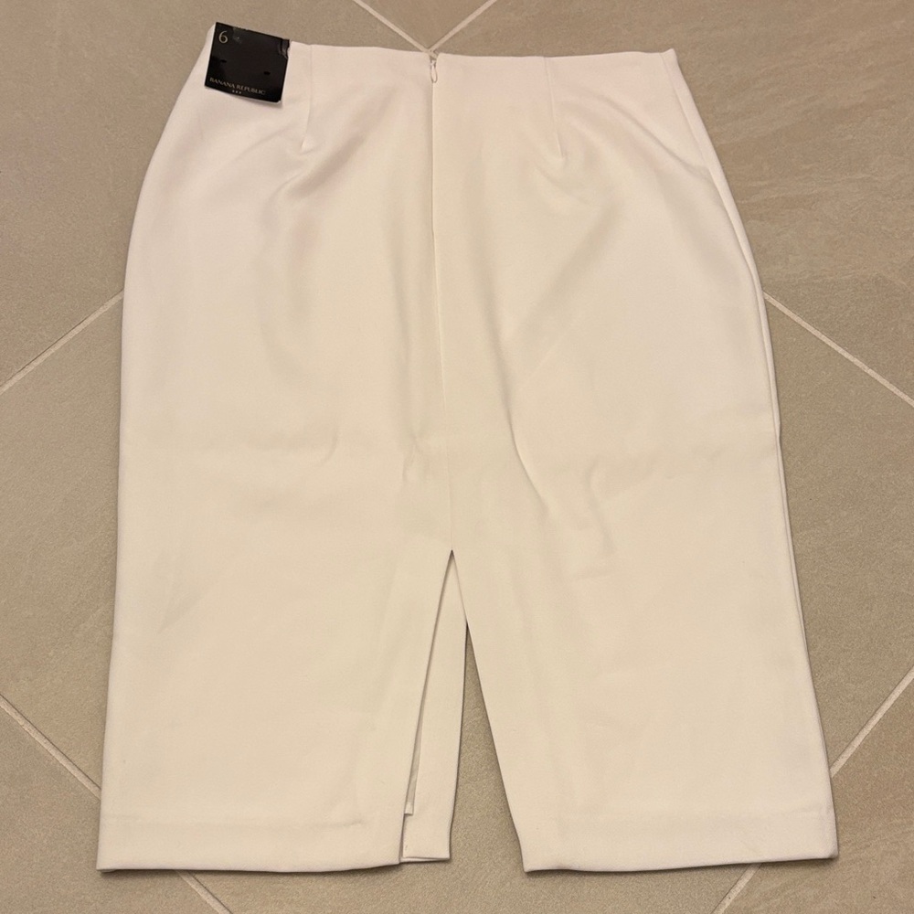 Banana Republic White Midi Skirt SZ 6 NWT Crisp Structured Spring Chic Perfect